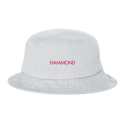  Sportsman White Bucket Hat - Hammond Logotype