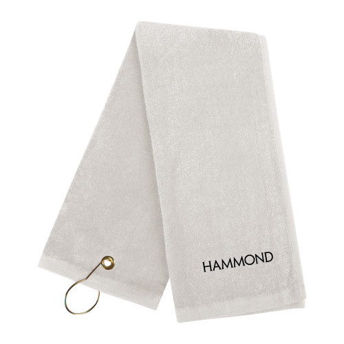  White Golf Towel - Hammond Logotype