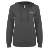 Thumbnail image for  ENZA Womens Dark Heather V Notch Raw Edge Fleece Hoodie
