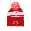 Thumbnail image for  Red/White Two Tone Knit Pom Beanie w/Cuff
