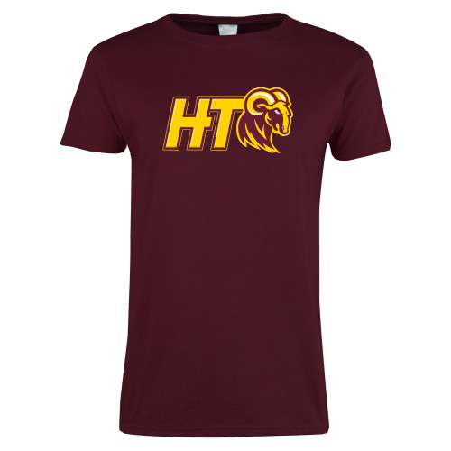  Womens Maroon Short Sleeve Tee - Primary Athletic Mark