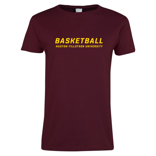  Womens Maroon Short Sleeve Tee - Basketball