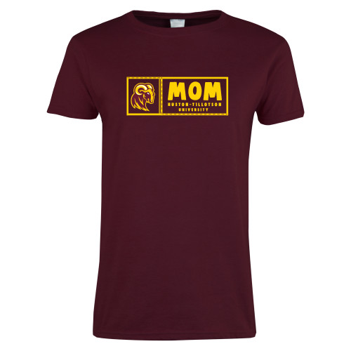  Womens Maroon Short Sleeve Tee - Mom