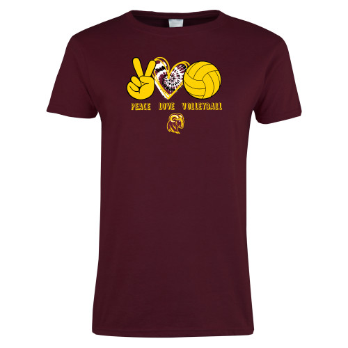 Womens Maroon Short Sleeve Tee - RAMS Volleyball