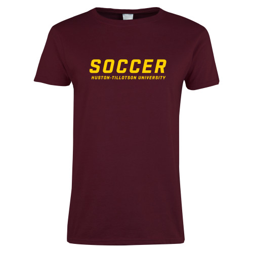  Womens Maroon Short Sleeve Tee - Soccer