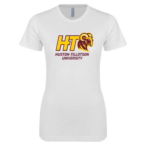  Next Level Womens White Boyfriend Tee - H-T University