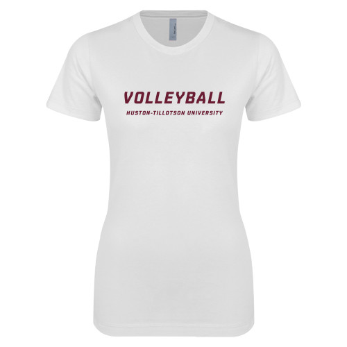  Next Level Womens White Boyfriend Tee - Volleyball