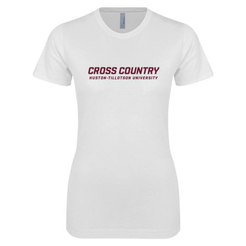  Next Level Womens White Boyfriend Tee - Cross Country