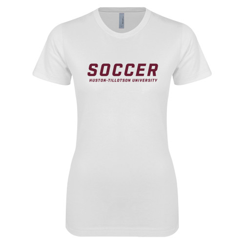  Next Level Womens White Boyfriend Tee - Soccer