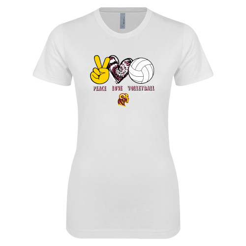 Next Level Womens White Boyfriend Tee - RAMS Volleyball