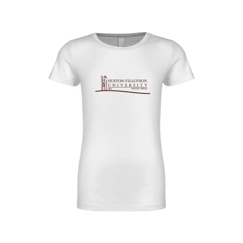  Next Level Girls White Fashion Fit T Shirt - Institutional Mark