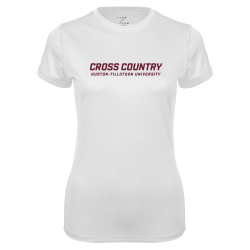  Womens White Performance Tee - Cross Country