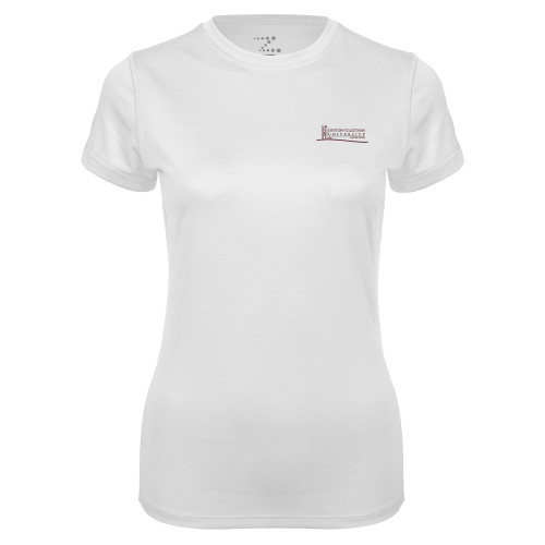  Womens White Performance Tee - Institutional Mark
