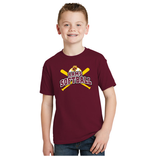  Youth Maroon T Shirt - RAMS Softball