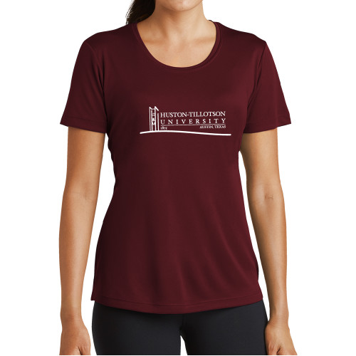  Womens Maroon Performance Short Sleeve Tee - Institutional Mark