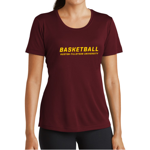  Womens Maroon Performance Short Sleeve Tee - Basketball