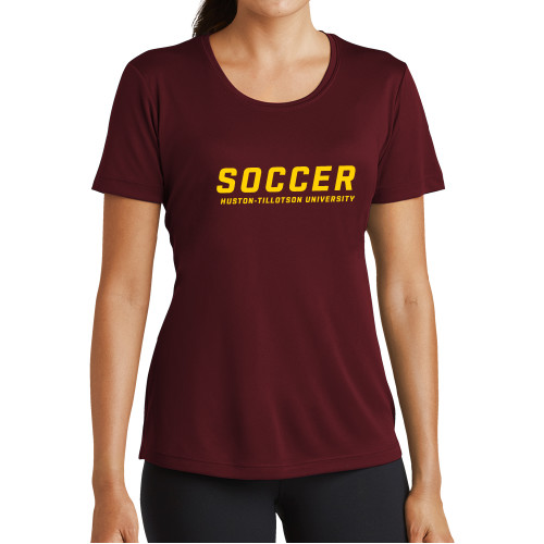  Womens Maroon Performance Short Sleeve Tee - Soccer