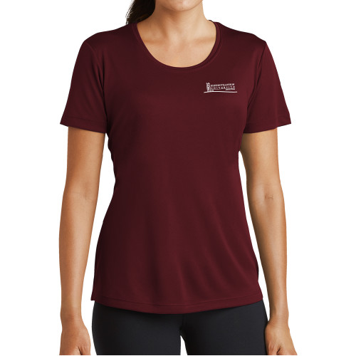  Womens Maroon Performance Short Sleeve Tee - Institutional Mark