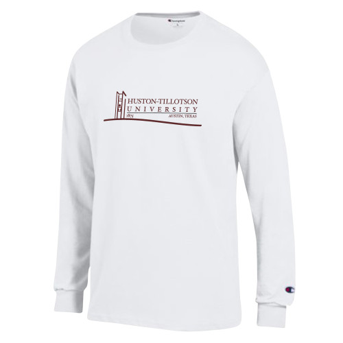  Champion White Long Sleeve T Shirt - Institutional Mark