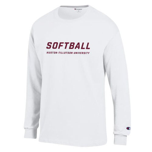  Champion White Long Sleeve T Shirt - Softball
