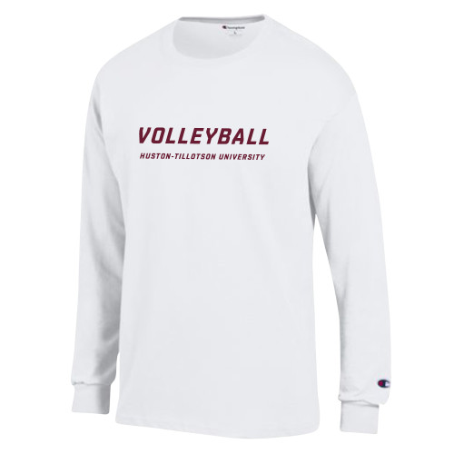  Champion White Long Sleeve T Shirt - Volleyball