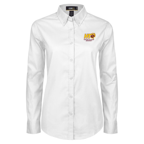  Womens White Twill Button Down Long Sleeve - H-T University