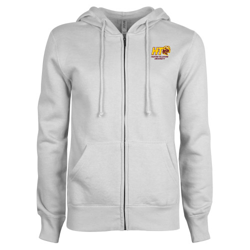  ENZA Womens White Fleece Full Zip Hoodie - H-T University
