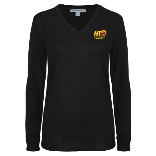  Womens Black VNeck Sweater - H-T University