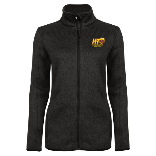  Womens Black Heather Fleece Jacket - H-T University