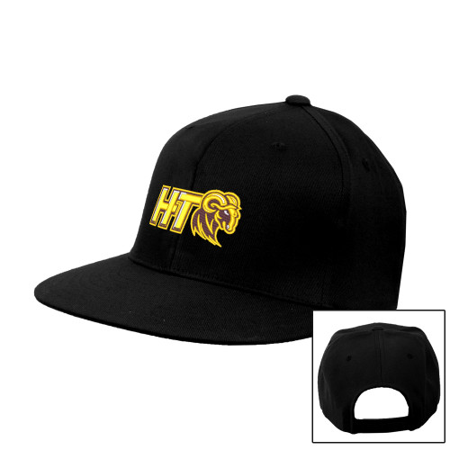  Black Flat Bill Snapback Hat - Primary Athletic Mark