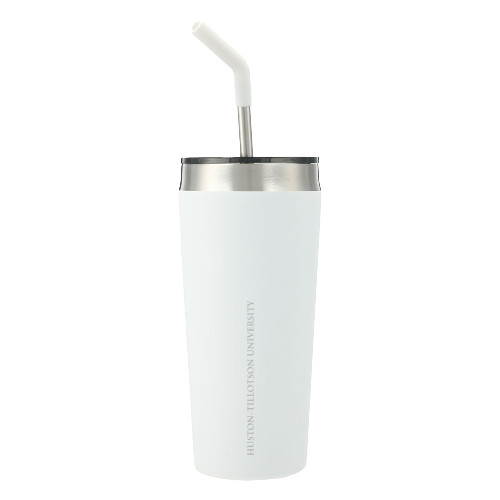 Faye White Vacuum Tumbler w/ Stainless Steel Straw 20 oz - Primary Athletic Mark Engraved