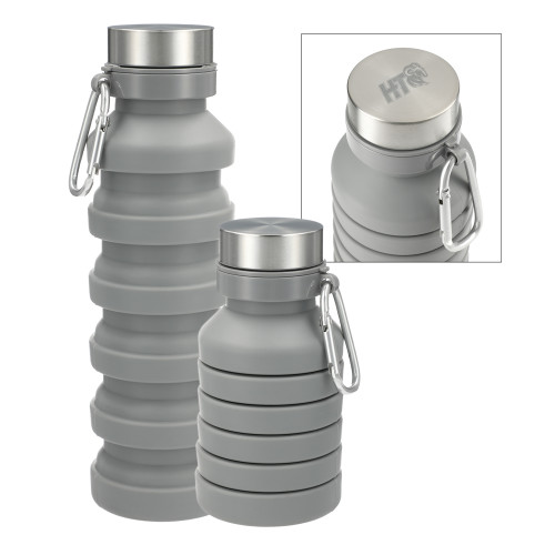  Zigoo Silicone Collapsible Grey Bottle 18oz - Primary Athletic Mark Engraved