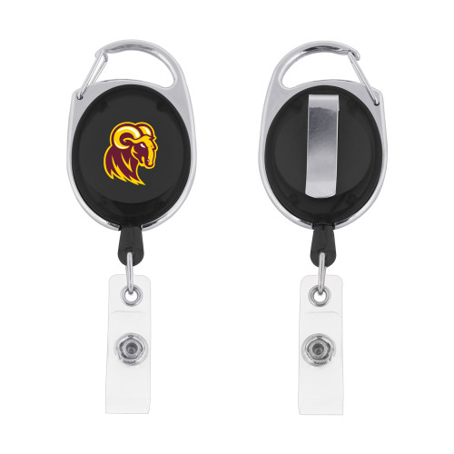  Black Oval Retractable Badge Holder w/Clip - Mascot