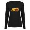 Thumbnail image for  Womens Black Long Sleeve V Neck Tee 