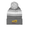 Thumbnail image for  Grey/White Two Tone Knit Pom Beanie w/Cuff