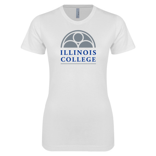  Next Level Womens White Boyfriend Tee - Collegiate Logo Vertical