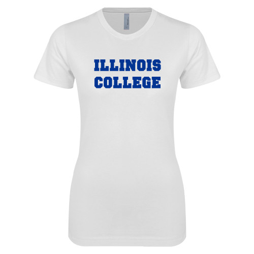  Next Level Womens White Boyfriend Tee - Wordmark