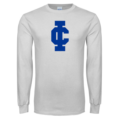  White Long Sleeve T Shirt - IC Athletic Logo
