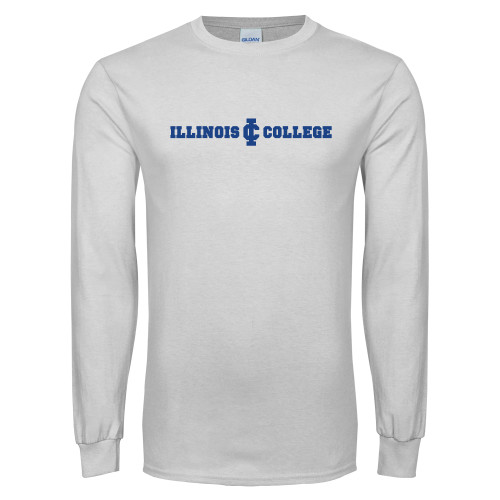  White Long Sleeve T Shirt - Long Athletic Logo