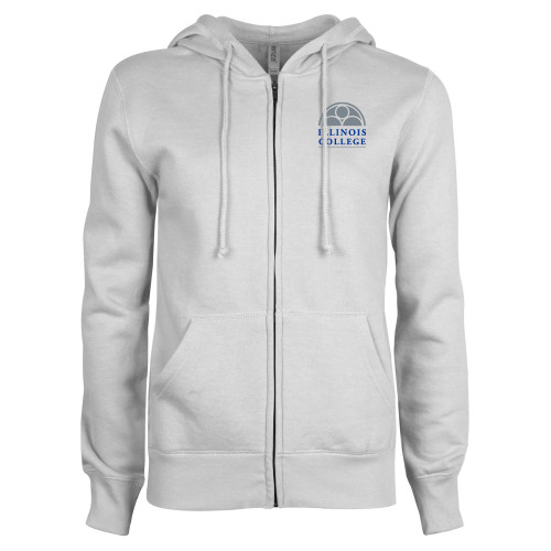  ENZA Womens White Fleece Full Zip Hoodie - Collegiate Logo Vertical