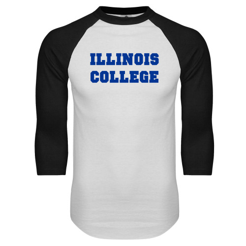  White/Black Raglan Baseball T Shirt - Wordmark