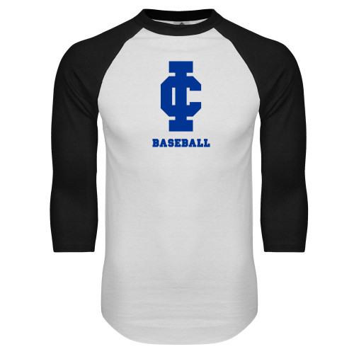  White/Black Raglan Baseball T Shirt - Baseball