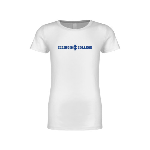  Next Level Girls White Fashion Fit T Shirt - Long Athletic Logo
