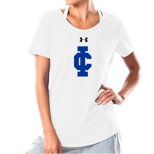  Under Armour Womens White Charged Cotton Tee - IC Athletic Logo