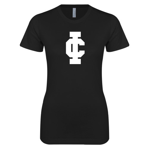  Next Level Womens Black Boyfriend Tee - IC Athletic Logo