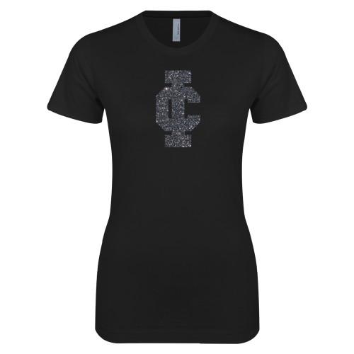  Next Level Womens Black Boyfriend Tee - F Graphite Soft Glitter