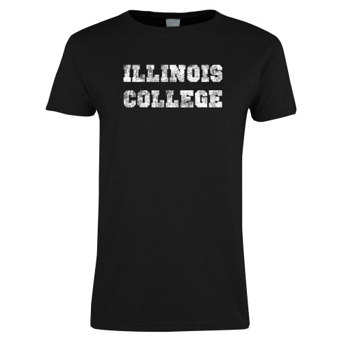  Womens Black Short Sleeve Tee - Wordmark Distressed
