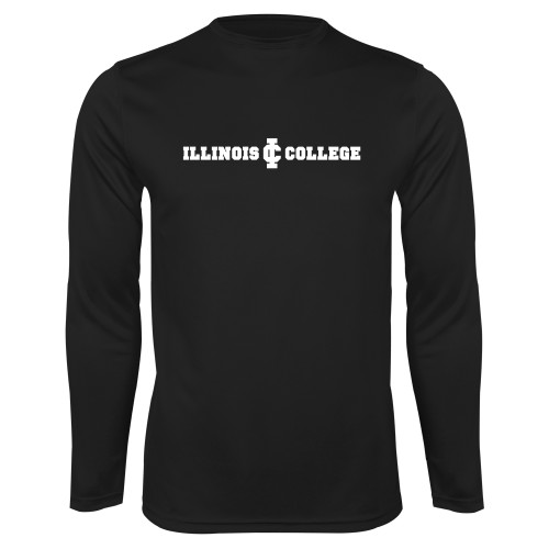  Black Performance Long Sleeve Shirt - Long Athletic Logo