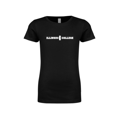  Next Level Girls Black Fashion Fit T Shirt - Long Athletic Logo