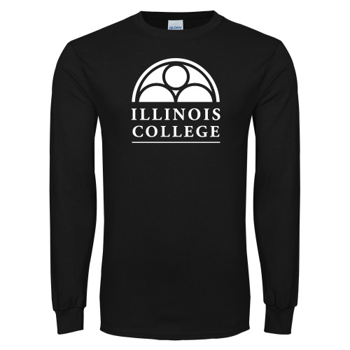  Black Long Sleeve T Shirt - Collegiate Logo Vertical